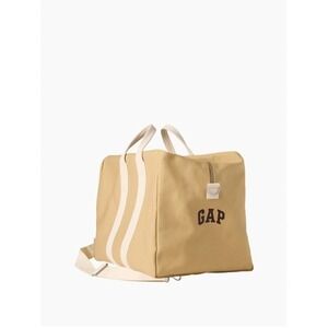 Gap x Victoria Beckham Tan Canvas Weekender Duffel Bag Logo Travel Crossbody NEW